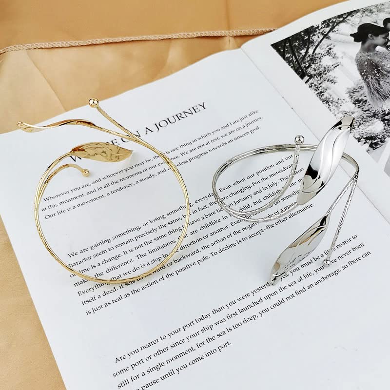 Pingyongchang 2 Pcs Cuff Bangle Bracelet for Women Open Wide Wire Bracelets Set Gold Wrist Cuff Wrap Bracelet Adjustable Classic Bohemia Birthday Gift - color: G