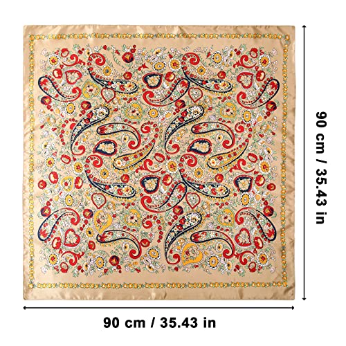 AWAYTR Satin Silk Scarf - Large Hair Bandana, Sleeping Wrap for Women - color: Cashew(champagne)