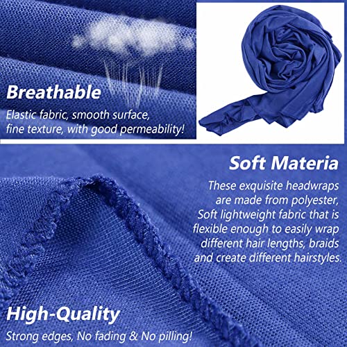 Head Wraps for Black Women African Head Wrap Lightweight for Women Long Plain Turban Hair Scarf Scarves - color: 1 Pc-royal Blue
