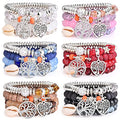 Bohemian Bracelet Sets for Women - 6 Sets Stackable Stretch Bracelets Multi-color Boho Jewelry for Women Hippie Bracelets Dainty Jewelry - color: Tree of Life Bead Bracelets