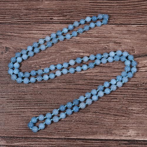 Beaded Necklace Hand Knotted for Woman - color: Aquamarine 1