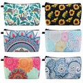 MAGEFY Makeup Bag 6 Styles Portable Travel Cosmetic Bag for Women Flower Patterns Zipper Pouch Sloth Gifts Makeup Pouch with Black Zipper (6 packs) - color: 6 packs