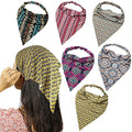 Vercret 6 Pack Hair Scarf Headband for Women Elastic Bandana Head Scarf Large Boho Triangle Kerchief with Clips Non Slip Scarves - color: O Bohemian