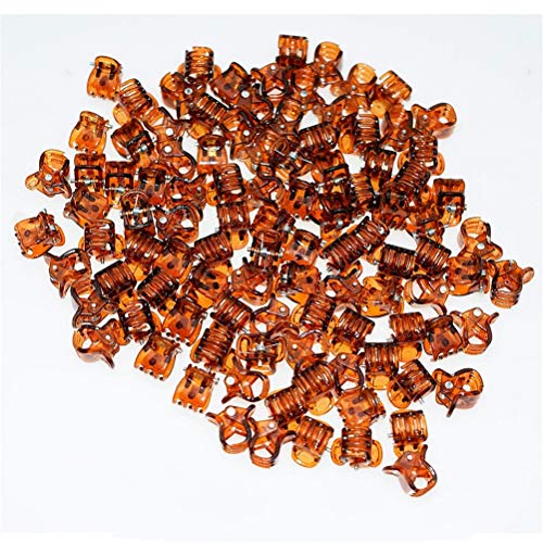 100pc/pack 1cm Hair Claws Clip for Women Girls Plastic Mini Hairpin Hair Clip Clamp Hair Accessories Gifts (100pcs brown) - color: 100pcs-brown