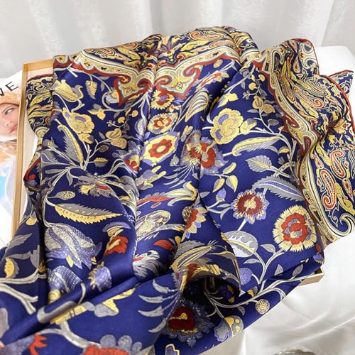 K-Elewon Large Square Scarf 43" Silk Scarf Fashion Scarves Silk Feeling Hair Wrapping Scarfs Night Sleeping Headscarf - color: Vb05