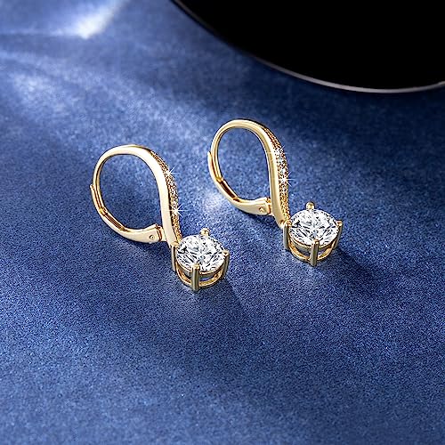 Cossa Dangle Earrings 14K Gold Drop Earrings for Women Dangle Stylish Leverback Earring with Cubic Zirconia Drop Earring A Must-have Fashion Accessory