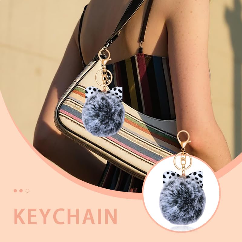 Leopard Faux Fur Keychain for Purse Charms for Handbags Leopard Plush Key Chain for Car Keys - color: Color 17