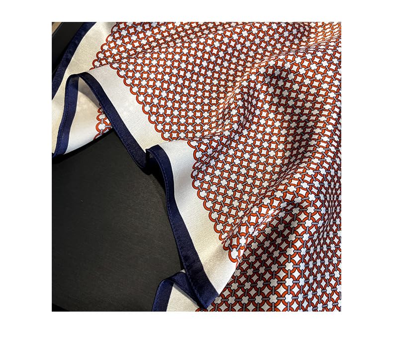 MEISEE 100% Pure Mulberry Silk Scarf 21" Square Scarf Neckerchief Headscarf Breathable Lightweight for Women Gift Packed - color: M3 Red White Geometric