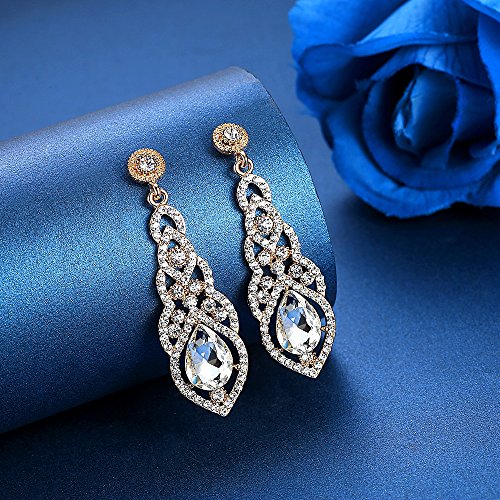 Women's Alloy Teardrop Crystal Chandelier Dangle Earrings - color: B-gold