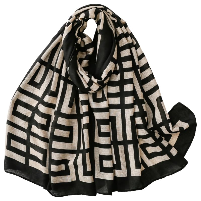 WZX Boho Scarf for Women, 70"x35" Large Lightweight Shawl Wrap for Travel, Sun Protection, Office & All-Season Wear - color: 001