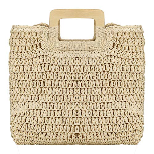YYW Straw Tote Bag Women Hand Woven Large Casual Handbags Hobo Straw Beach Bag with Lining Pockets for Daily Use Beach Travel - color: Beige