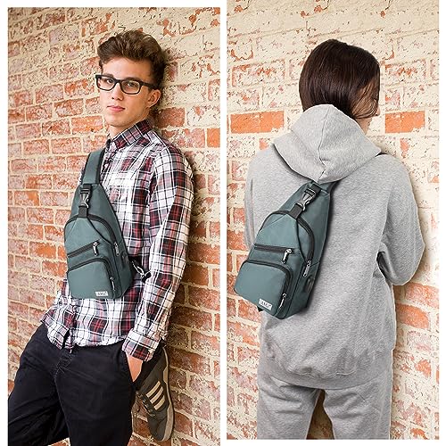 AMJ Crossbody Sling Bag Men Women, Casual Shoulder Backpack, Chest Daypack Satchel for Hiking Travel - color: Green, size: Small