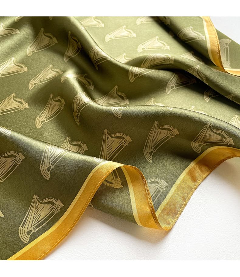 FEIBOON Mulberry Silk Scarfs Neck Scarf 21" Small Square Scarfs hair scarf bandana Neckerchief Headscarf for Women - color: Olive Green