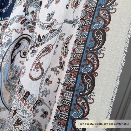K-Elewon Large Square Scarf 51" Cotton and Linen Hand feel Scarf Fashion Scarves Hair Wrapping Scarfs Neck Scarves for Women - color: H2302