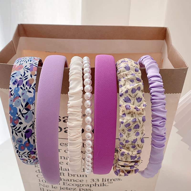 Ooosonlu Fashion Pearl Hairbands Set - Non-Slip Hair Accessories with Different Patterns for Women and Girls - color: Purple