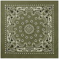 Rothco Trainmen Paisley Bandana 27” x 27” Extra‑Large 100% Cotton Head Wrap Scarf Multi‑Use - color: Olive Drab