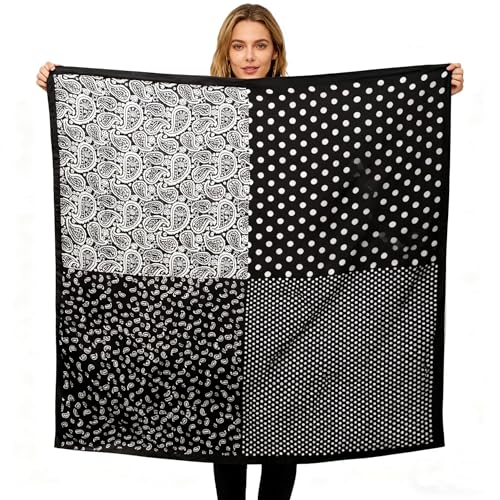 K-Elewon Large Square Scarf 43" Silk Scarf Fashion Scarves Silk Feeling Hair Wrapping Scarfs Night Sleeping Headscarf - color: Vb17
