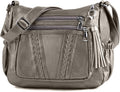 ELDA Crossbody Bags For Women Pocketbooks Soft PU Leather Purses and Handbags Multi Pocket Shoulder Bag - color: Antique Silver