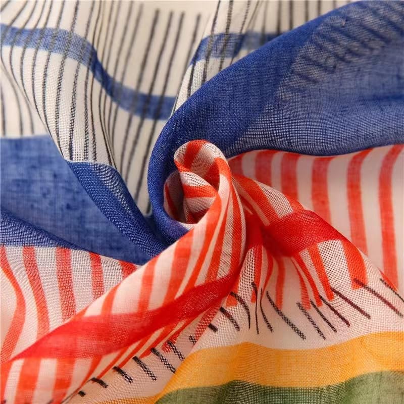 WaJuemy Travel Boho Scarf for Women Casual Lightweight Pashmina Scarves Fashion Multicolor Shawl Wraps with Fringed Beads - color: 02 Beight Multi