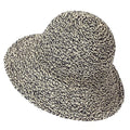 Womens Sun Hat Handmade Crochet Straw Bucket for Summer Foldable Travel Cap - color: Beige & Black