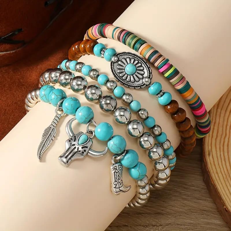 Bohemian Mix Bead Multi Layer Versatile Statement Bracelets Boho Stackable Beaded Strand Stretch Bangles Bracelets Sparkly Crystal Tassel Charm Jewelry Gift - style: Bohemian bracelet