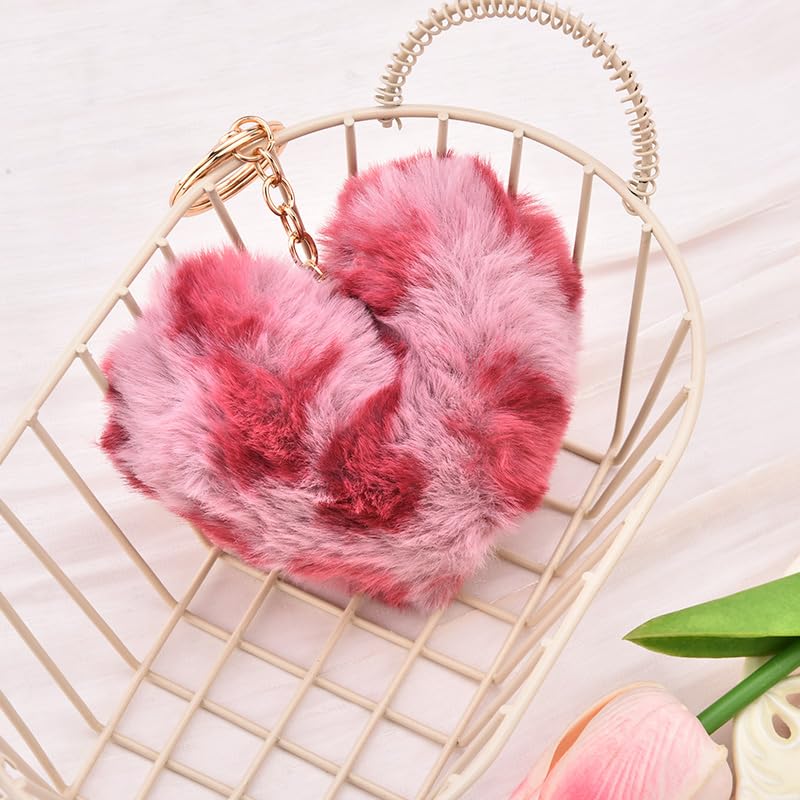 Leopard Faux Fur Keychain for Purse Charms for Handbags Leopard Plush Key Chain for Car Keys - color: Color 10