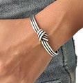 Handmade Sterling Silver Knot Cuff Bracelet, Minimalist Rustic Simple Tied Silver Wires, Adjustable Cuff, Women size M-L, Men size S-M, Gift for Her or Him