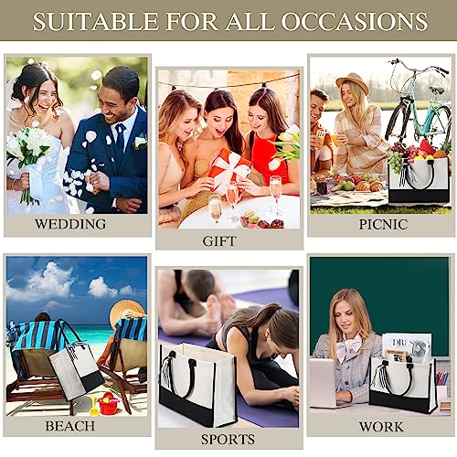Silkfly 10 Pack Tote Bag for Women Gift Bags Canvas Tote Bag with Zipper Inner Pocket Birthday Bridesmaid Gifts for Women