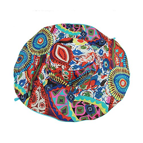 Women's Foldable Floppy Sun Hats Reversible Vacation Beach Cap Summer Wide Brim UPF 50+ Travel Fishing Bucket Hat - color: Blue