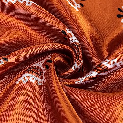 DRESHOW 35” Large Square Satin Head Scarf - 4Pcs Silk Accessories Classic Patterned Squares Beach Bandanas for Women - color: 4 Pcs: Black, White, Brown, Navy Blue