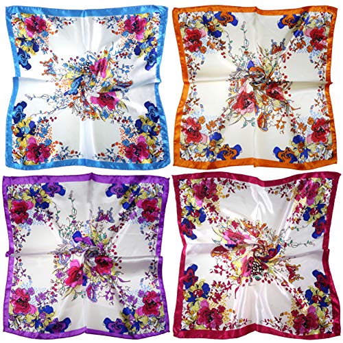 12 Set Mixed Designs Small Square Satin Womens Neck Head Scarf Scarves Bundle - color: Set J