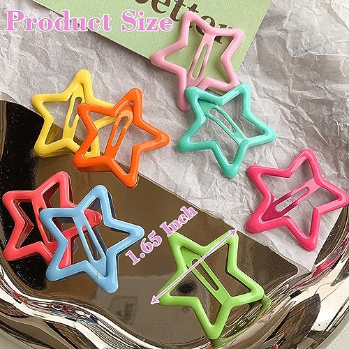 13 PCS 1.65" Metal Hair Accessories - Snap Barrettes with Non-Slip Star Clips for Girls in Multiple Colors - color: Multiple Colors 1.65"(13PCS)