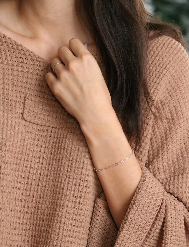925 Sterling Silver Paperclip Bracelets 3/4/5mm Silver/Gold Plated Bracelets for Women Paperclip Chain Bracelet for Men 6.5-9 Inches - color: Silver 3mm, size: 8.5