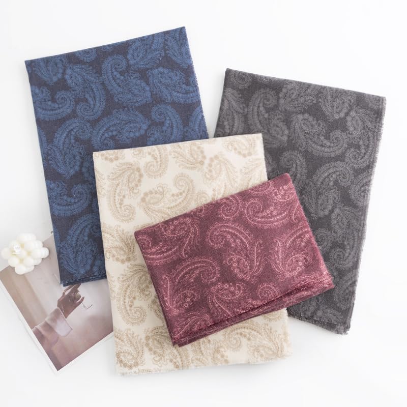 Women Paisley Soft Scarf Spring Thin Scarves Winter Western Scarves Shawl Fall Boho Scarf Wraps 25W with 75L in - color: Paisly-beige