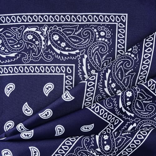 NACHLYNN 10/20pcs Paisley Bandanas Assorted Bandanas Cowboy Polyester Headbands Square Scarf Headwear - color: Navy Blue