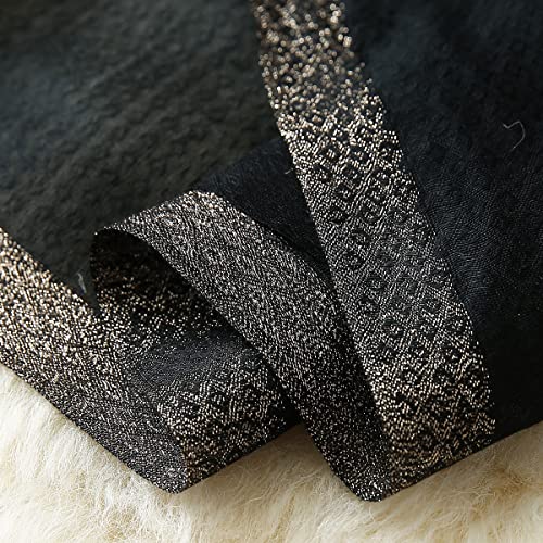 WINCESS YU Women Mulberry Silk Scarf Long & Large Embroidered Floral Pattern Shawl and Wraps Neckerchief for Hair & Neck - color: Sunflower Black
