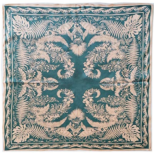 FONYVE 100% Mulberry Silk Scarfs for Women-Lightweight Square Satin Head Scarf-Small Silk Hair Scarf for Sleeping 21"x21" - color: 06 Leaves Green With Pink Edge