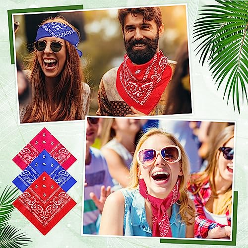 Handepo 150 Pcs Bandanas Bulk, Colorful Paisley Bandanas Unisex Head Wrap Scarf Cowboy Headband Handkerchief - color: Bright Color