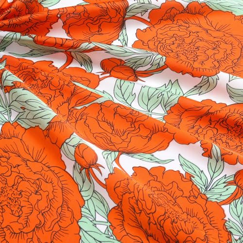 Stlvoll 27.5" Silk Neck Scarf of Women's Fashion Head Scarf Square Neck Satin Scarfs for Bag Hair Scarves Gift - color: Flower/Red/Green