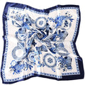 35 x 35 Women's Fashion Pattern Large Square Silk Like Hair Scarf Head Sleeping Wrap Satin Neck Bandana for Gift… - color: Blue and White Porcelain-navy Blue