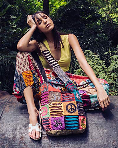 Hobo Colorful Shoulder Bag Women Sling Slouch Hippie Boho (Peace)