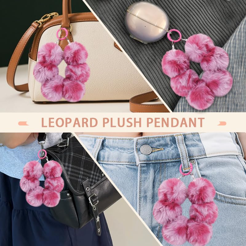 Leopard Faux Fur Keychain for Purse Charms for Handbags Leopard Plush Key Chain for Car Keys - color: Color 13