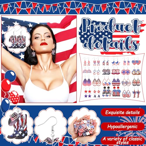 Nosiny 4th of July Earrings Patriotic Independence Day Earrings Bulk Acrylic 250th Anniversary Memorial Day Jewelry for Women