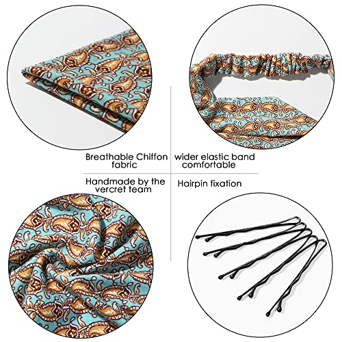Vercret 6 Pack Hair Scarf Headband for Women Elastic Bandana Head Scarf Large Boho Triangle Kerchief with Clips Non Slip Scarves - color: O Bohemian