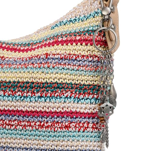 The Sak Sequoia Hobo Bag - Hand Crochet Large Women's Purse for Everyday & Travel - Durable Handbag & Tote With Zipper Pocket - color: Eden Stripe
