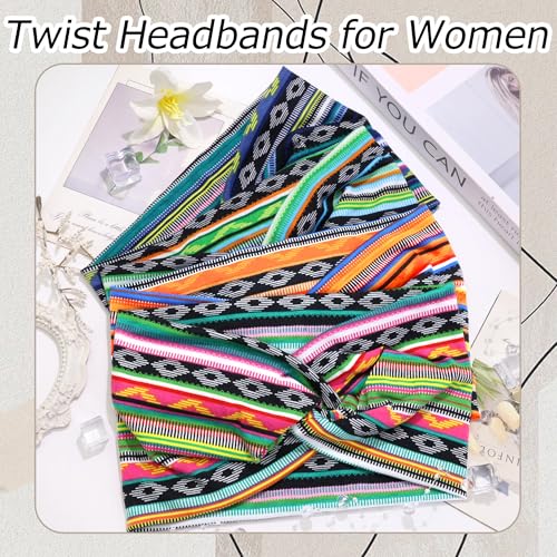Boho Headbands for Women Wide African Hair Bands Cross Head Bands Yoga Running Sweatband Elastic Headband Stylish Wrap Headbands Hair Accessories for Teen Girls - color: African Striped Print