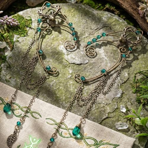 FRESHME Fairy Elf Ear Cuffs - Renaissance Costume Renfaire Non Pierced Elven Ear Climber Cosplay Medieval Fantasy Accessories - color: Bronze
