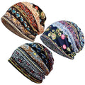 Women's Baggy Slouchy Beanie Chemo Hat Cap Scarf - color: 3 Pack-multicolor C