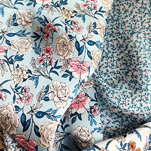 Aufeel Women's 100% Pure Mulberry Silk Small Square Scarf - Neckerchief Women - Silk Headscarf - 21" x 21" - color: Blue + White Floral