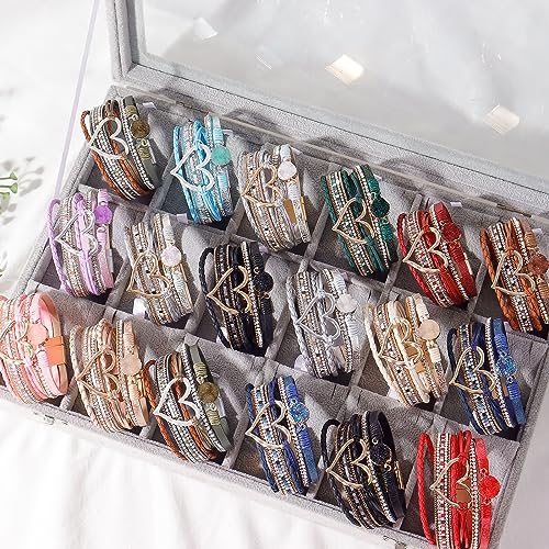 Long tiantian Leather Bracelets for Women Men Heart Wrap Bracelets Western Jewelry Cowgirl Outfits Birthday Gifts for Her - color: D3:blue leather bracelet